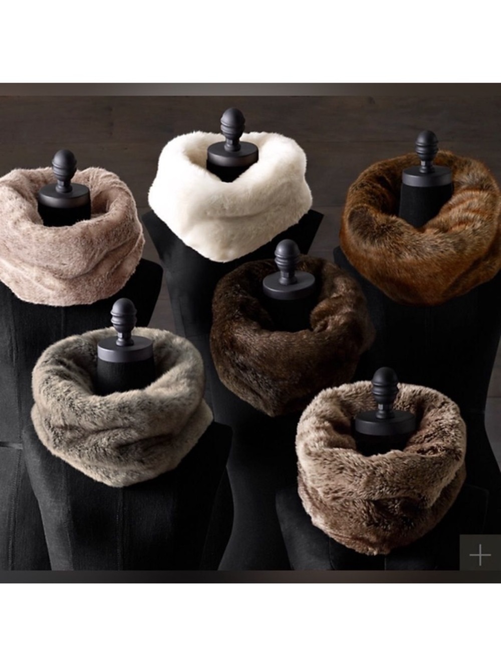 NWT RESTORATION HARDWARE FAUX MINK FUR INFINITY SCARF  - BROWN